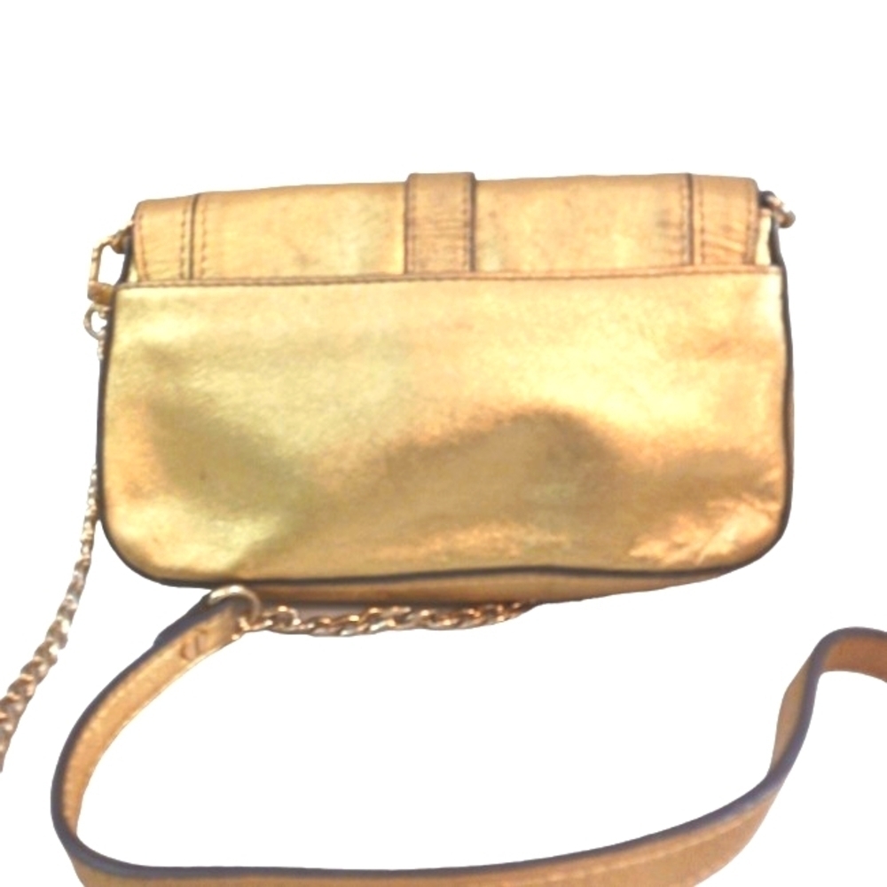 Vintage Milly Gold Leather Crossbody Bag Chain Strap - Picture 4 of 14